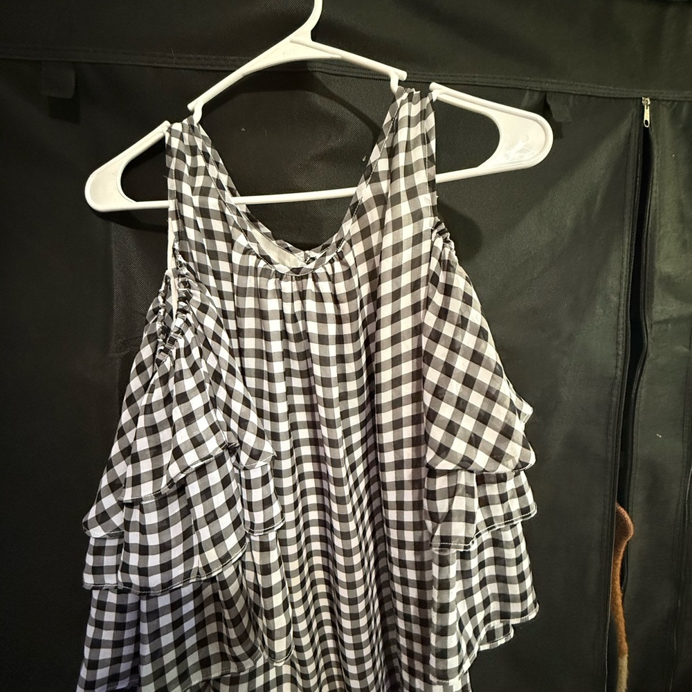 Black and White Checkered Women's Blouse